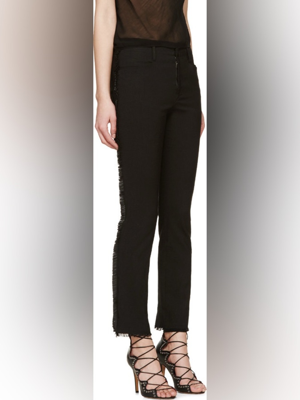 Isabel Marant Linen and Leather Fringe Isiah Pants - Picture 2 of 10